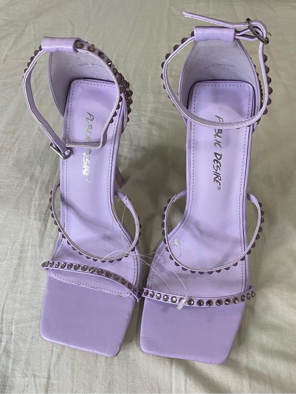 Lilac Studded Ankle-Strap Heels -unworn